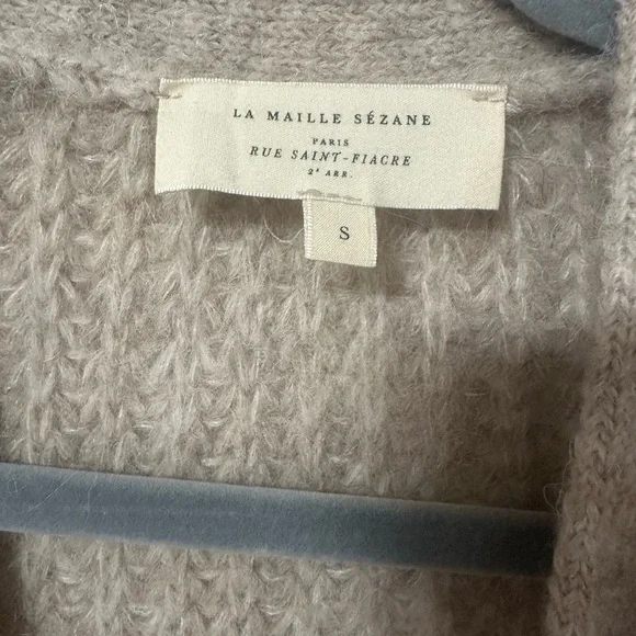 Sezane Basile Neutral Taupe Button-Front Knit Cardigan - Picture 5 of 6